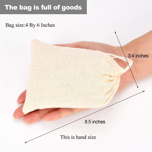50 Pieces 4 x 6 Inches Muslin Cotton Drawstring Bags Canvas Linen Sachet Bag Reu - Picture 4 of 6